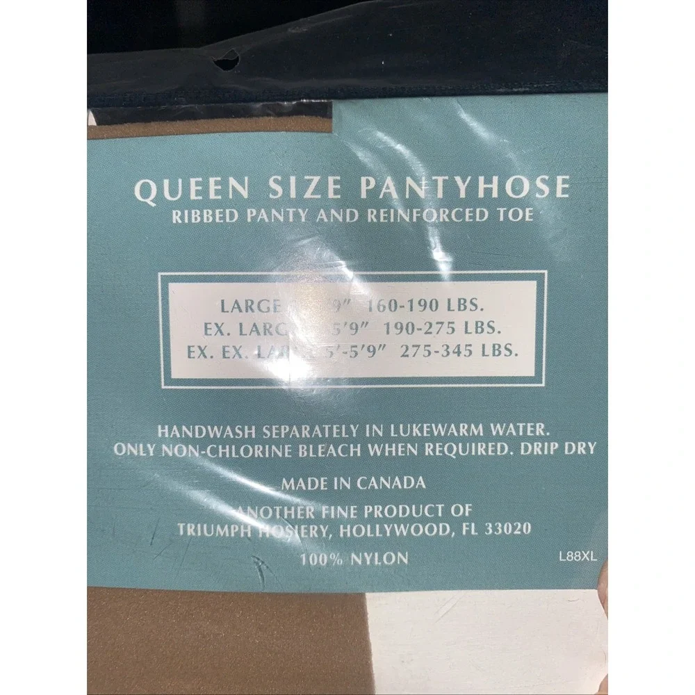 Largesse Queen Size Pantyhose Nude XL 190-275 Lbs Reinforced Toe Nylon LG88X